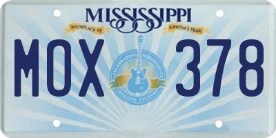 MS license plate MOX378
