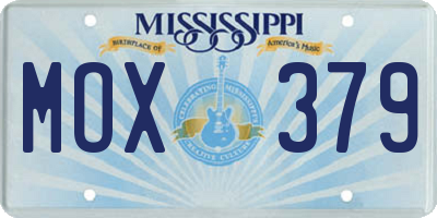 MS license plate MOX379
