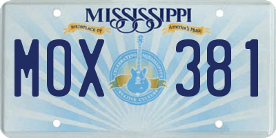 MS license plate MOX381