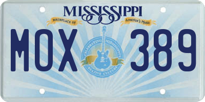 MS license plate MOX389