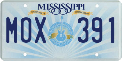 MS license plate MOX391