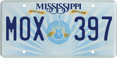 MS license plate MOX397