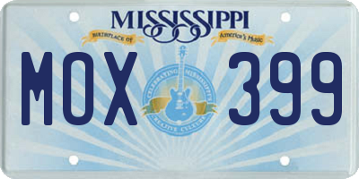 MS license plate MOX399