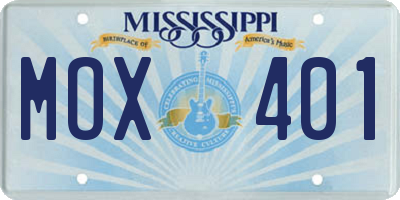 MS license plate MOX401