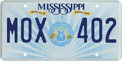MS license plate MOX402