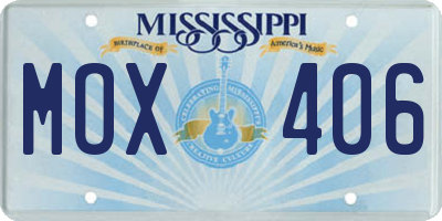 MS license plate MOX406
