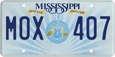 MS license plate MOX407