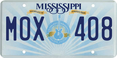 MS license plate MOX408