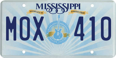 MS license plate MOX410