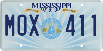 MS license plate MOX411