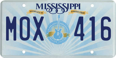 MS license plate MOX416