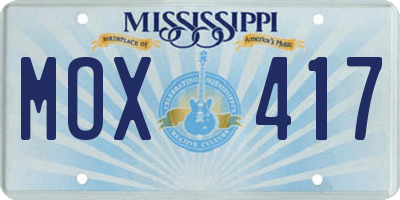 MS license plate MOX417
