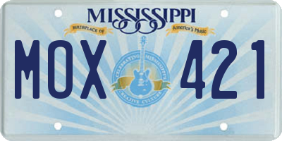 MS license plate MOX421