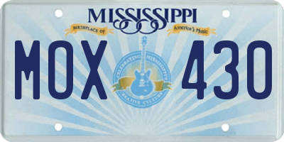 MS license plate MOX430