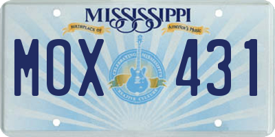 MS license plate MOX431