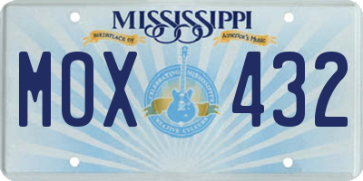 MS license plate MOX432
