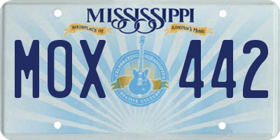 MS license plate MOX442