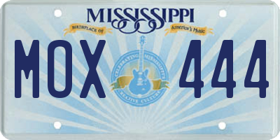 MS license plate MOX444