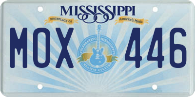MS license plate MOX446