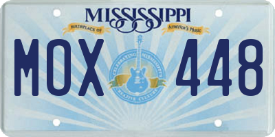 MS license plate MOX448