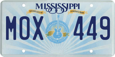MS license plate MOX449