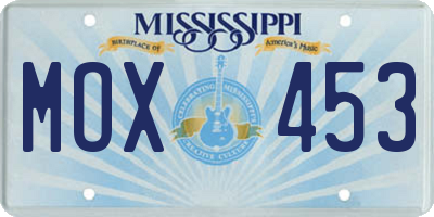 MS license plate MOX453