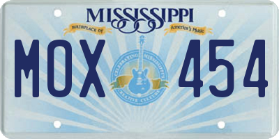 MS license plate MOX454