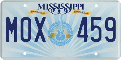 MS license plate MOX459