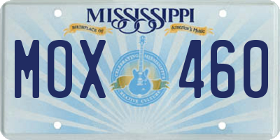 MS license plate MOX460