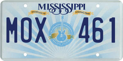 MS license plate MOX461