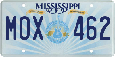 MS license plate MOX462