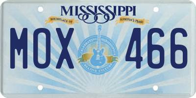 MS license plate MOX466