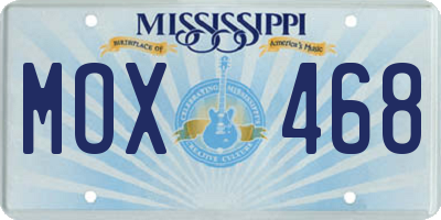 MS license plate MOX468