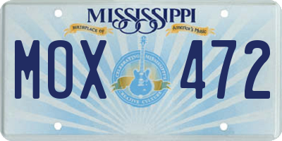 MS license plate MOX472