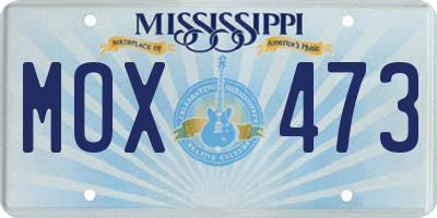 MS license plate MOX473