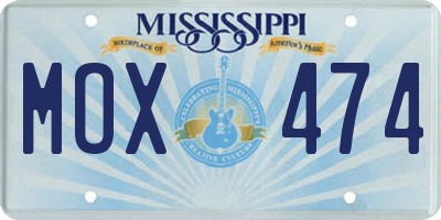 MS license plate MOX474