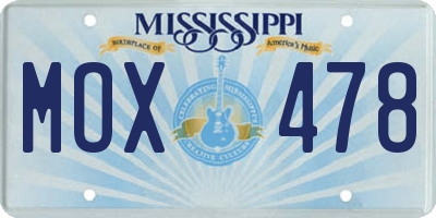 MS license plate MOX478