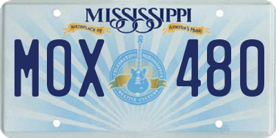 MS license plate MOX480