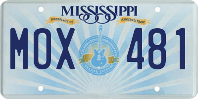 MS license plate MOX481