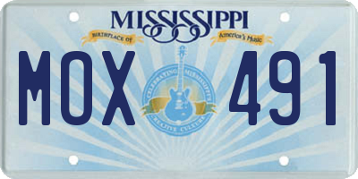 MS license plate MOX491