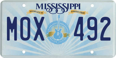 MS license plate MOX492