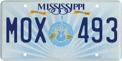MS license plate MOX493