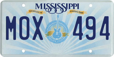 MS license plate MOX494