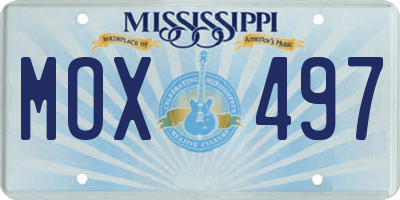 MS license plate MOX497