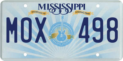 MS license plate MOX498