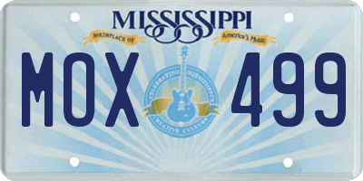 MS license plate MOX499