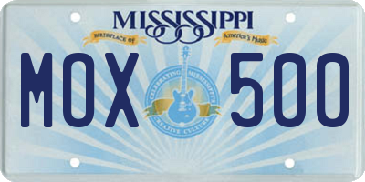 MS license plate MOX500