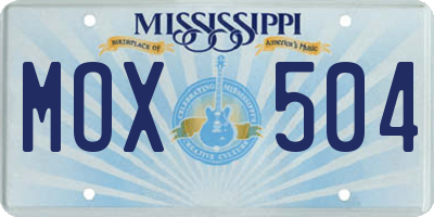 MS license plate MOX504