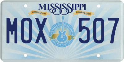 MS license plate MOX507
