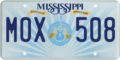 MS license plate MOX508